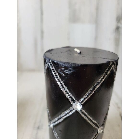 Black Halloween gem silver candle patterned home decor - Picture 7 of 8